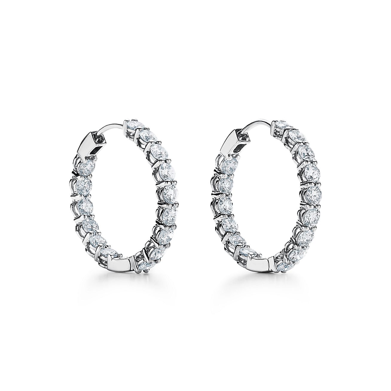 18K Tiffany Hoop Diamonds Earrings