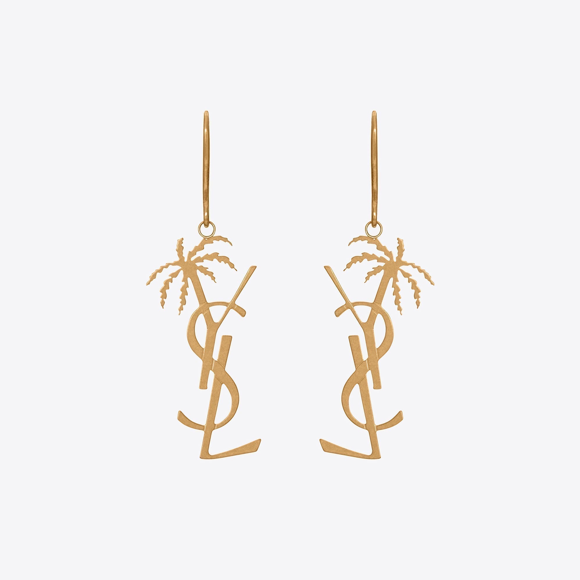 18K YSL Monogram Palmier Statement Earrings