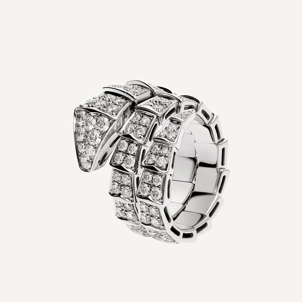 18K BVLGARI Serpenti Viper Full Pave Diamond Ring