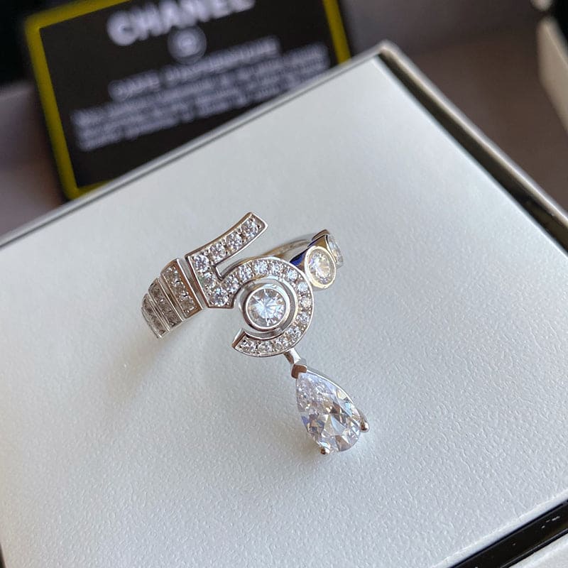 18K  Chanel Diamond No.5 Drop Ring