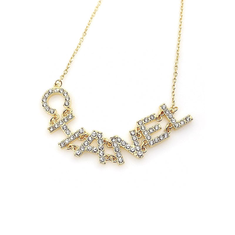 18K  Chanel Crystal 90's Icon Logo Necklace