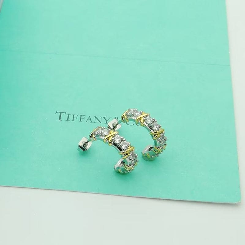 18K Tiffany Schlumberger Twenty Stone Hoop Earrings