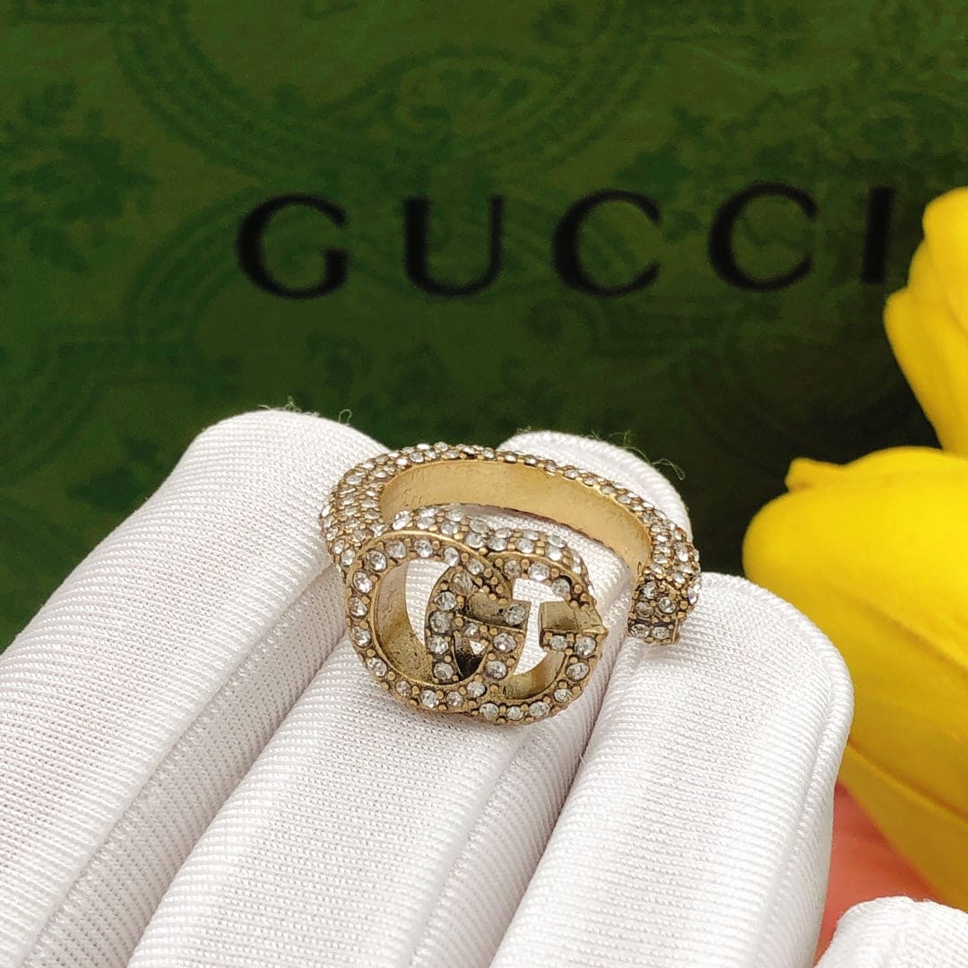 18K Double Gucci Crystal Ring