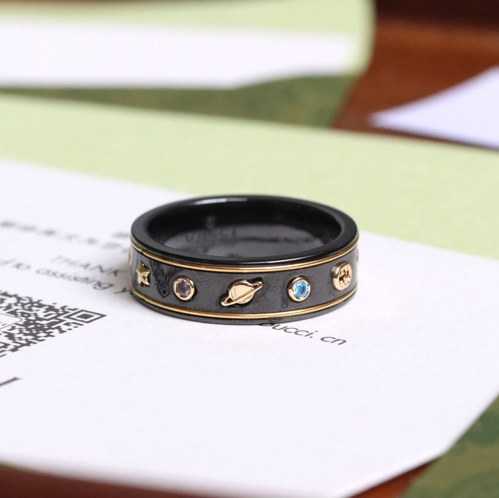 18K Double Gucci Icon With Gemstones Corundum Ring