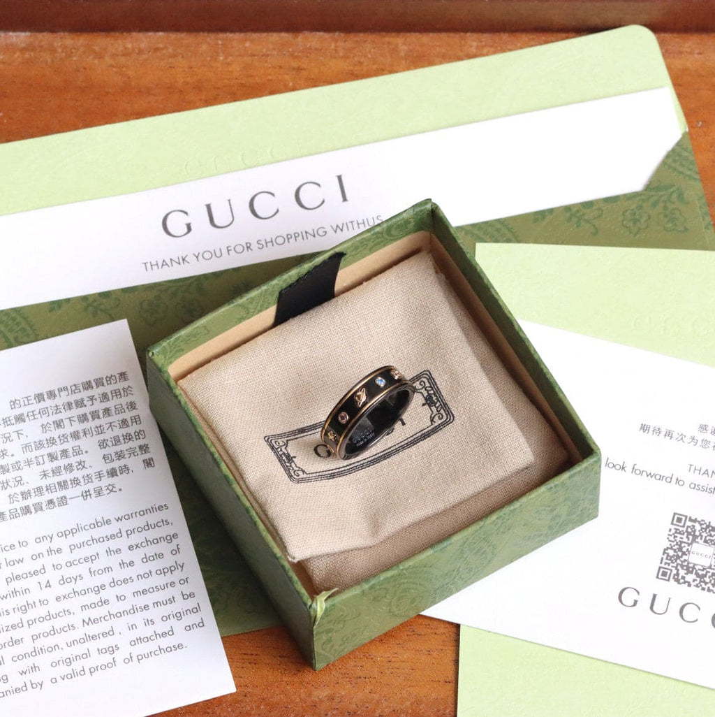 18K Double Gucci Icon With Gemstones Corundum Ring