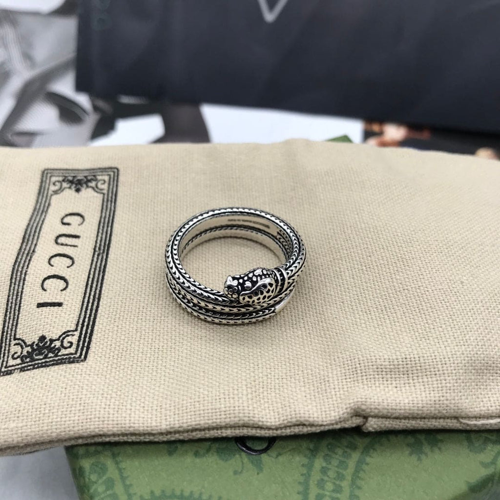Double Gucci Garden Silver Snake Ring