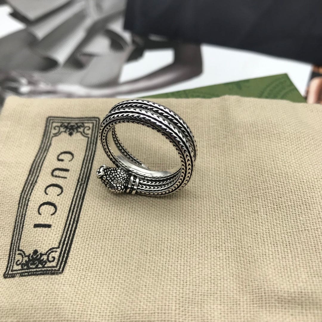 Double Gucci Garden Silver Snake Ring
