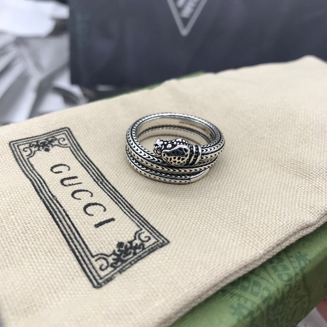 Double Gucci Garden Silver Snake Ring