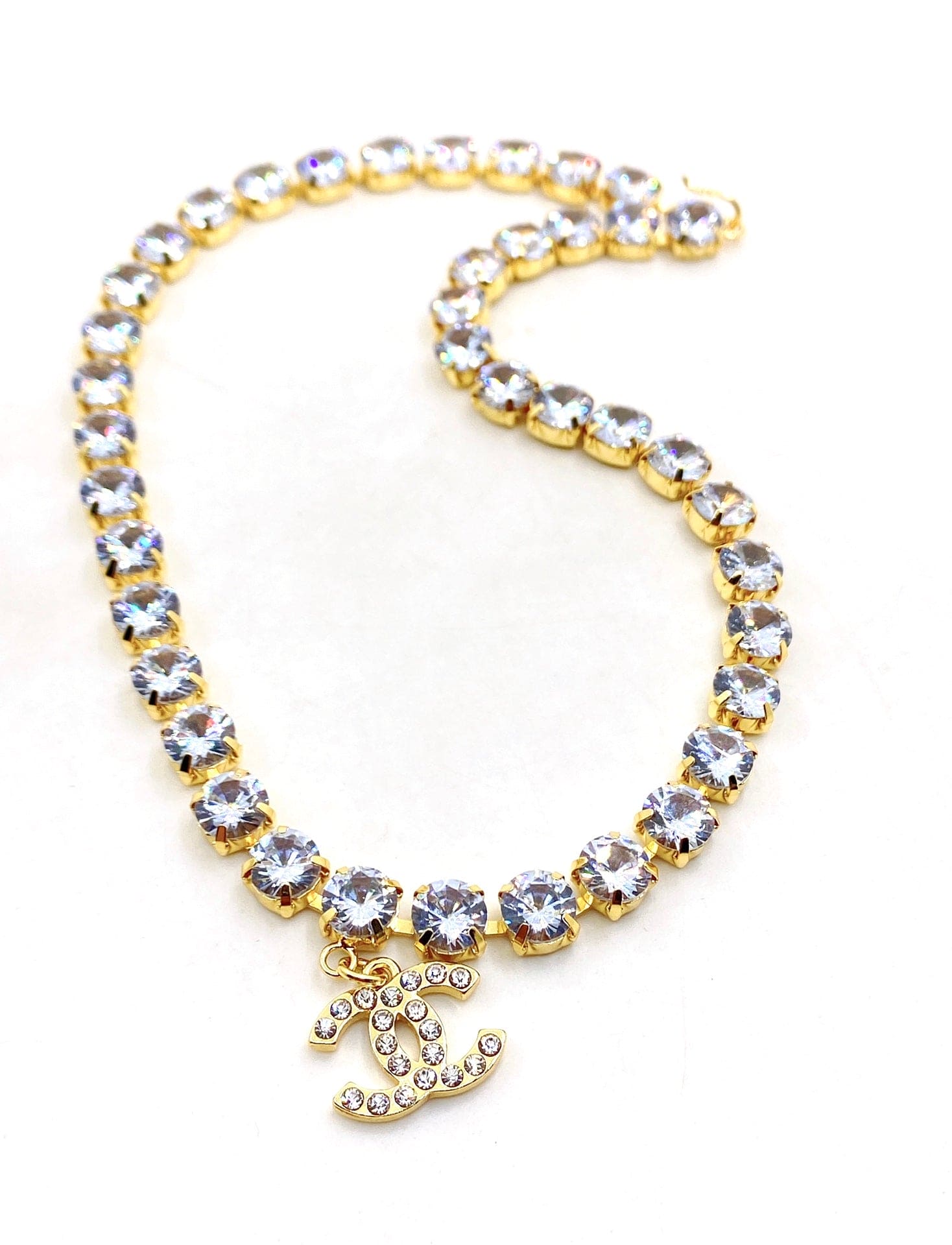 18K  Chanel Crystals Chain Necklace