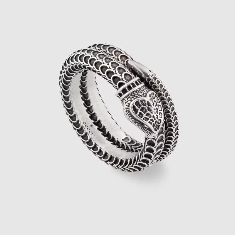 Double Gucci Garden Silver Snake Ring