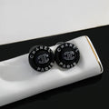 18K  Chanel Black Round Earrings