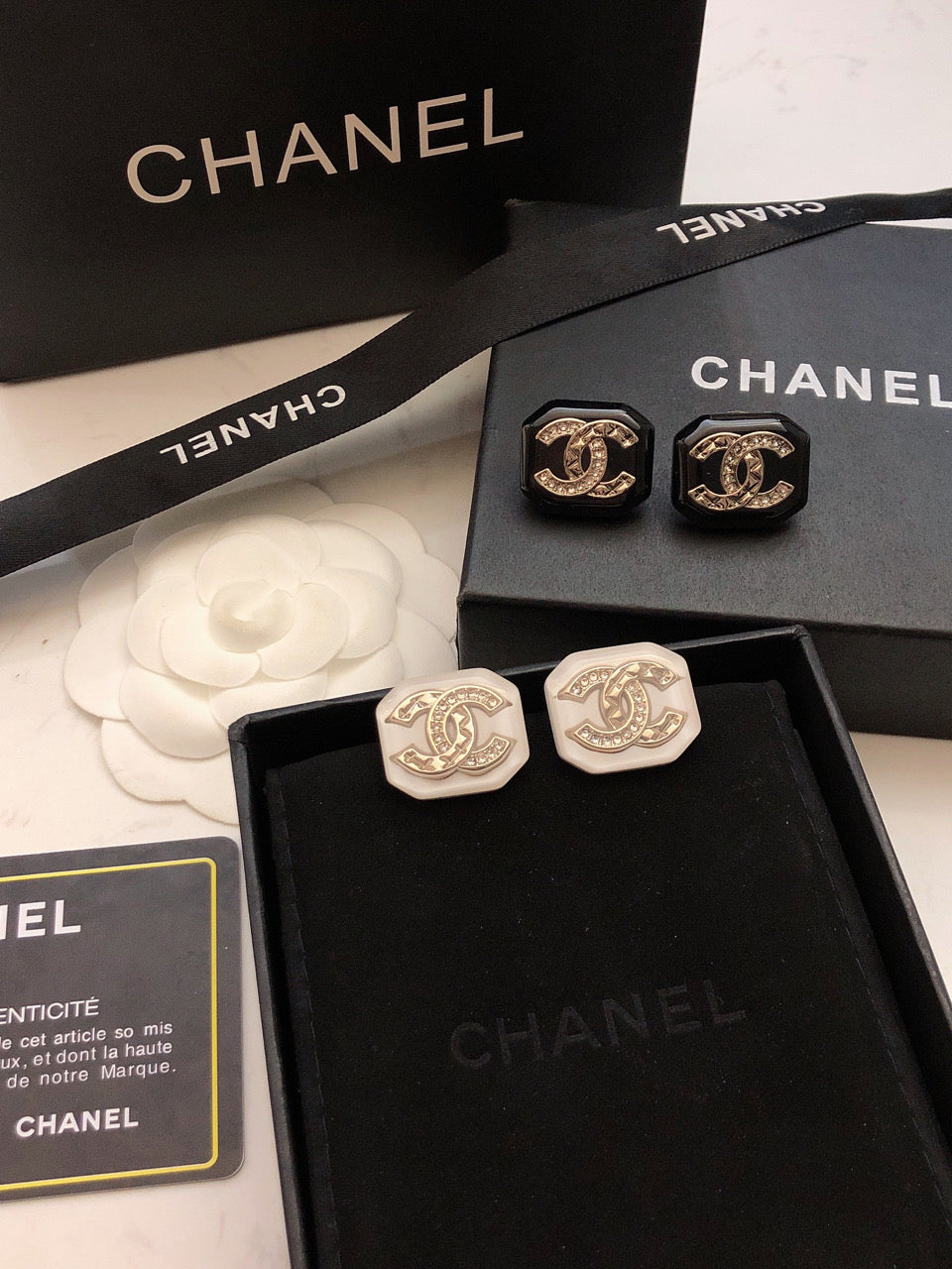 18K  Chanel Resin Earrings