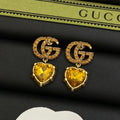 18K Double Gucci Yellow Crystal Earrings