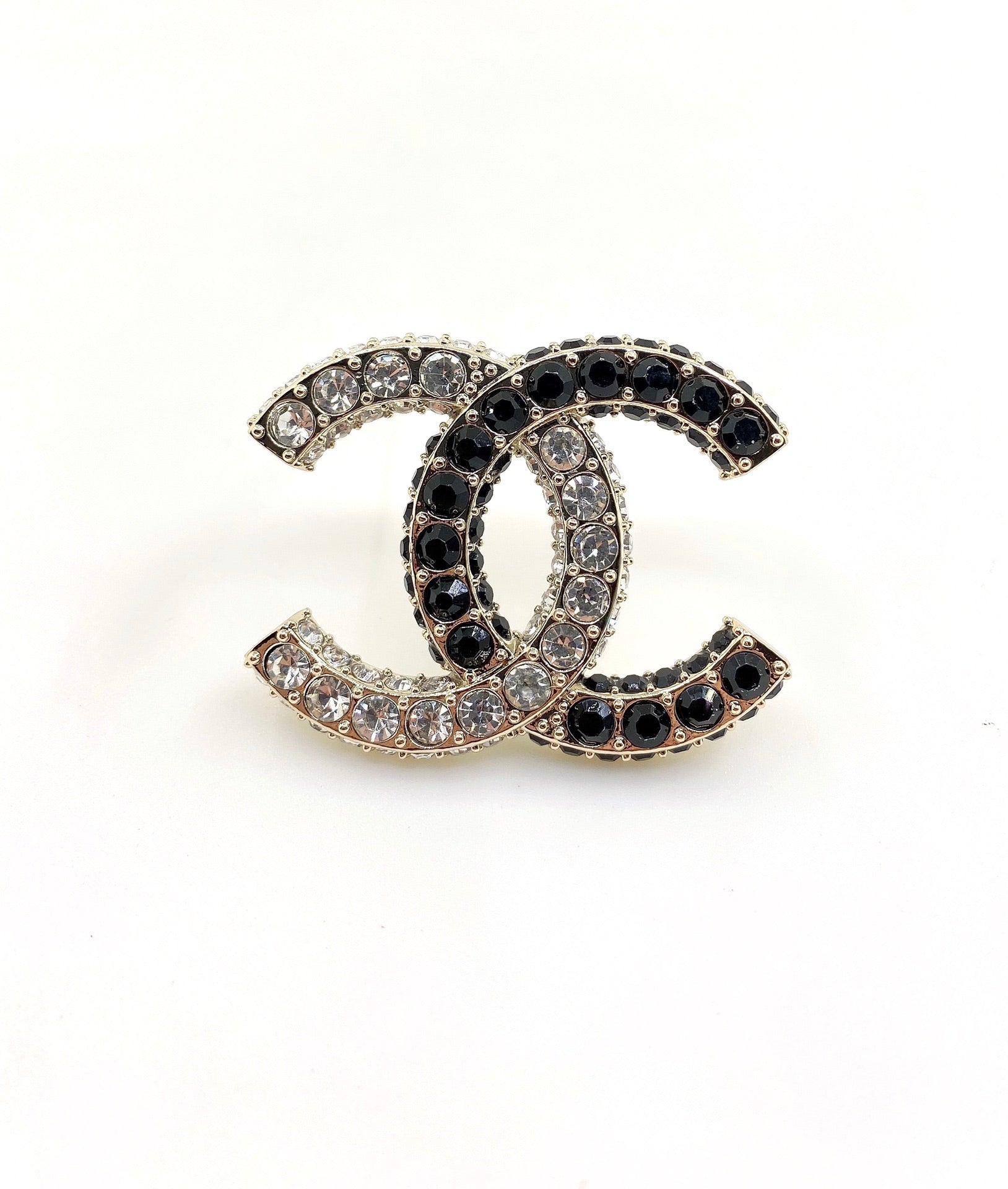 18K  Chanel Black & White Crystals Brooch