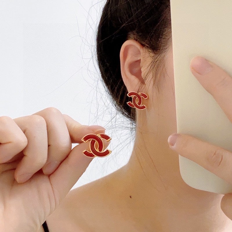 18K  Chanel Red Earrings