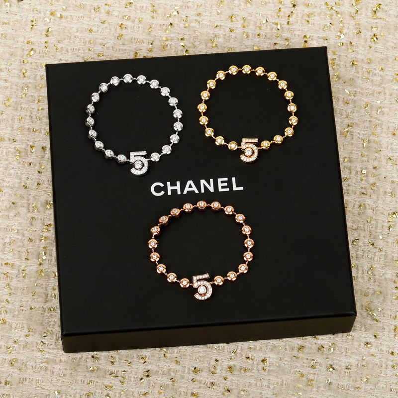 18K  Chanel NO.5 Diamond Gold Bracelet
