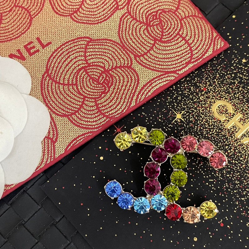 18K  Chanel Color Crystal Brooch