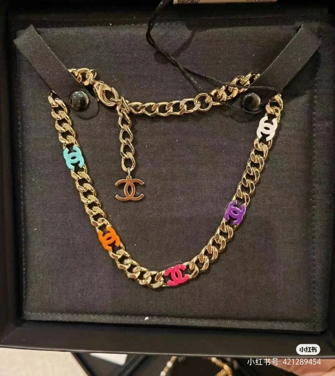 18K  Chanel Color Logo Chain Necklace