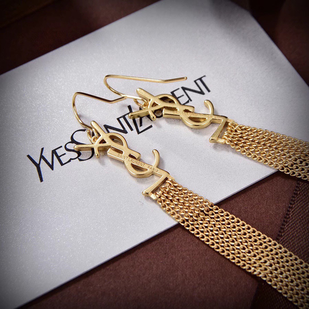 18K YSL Monogram Tassels Earrings