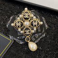 18K  Chanel Pearl Pendant Gold Brooch