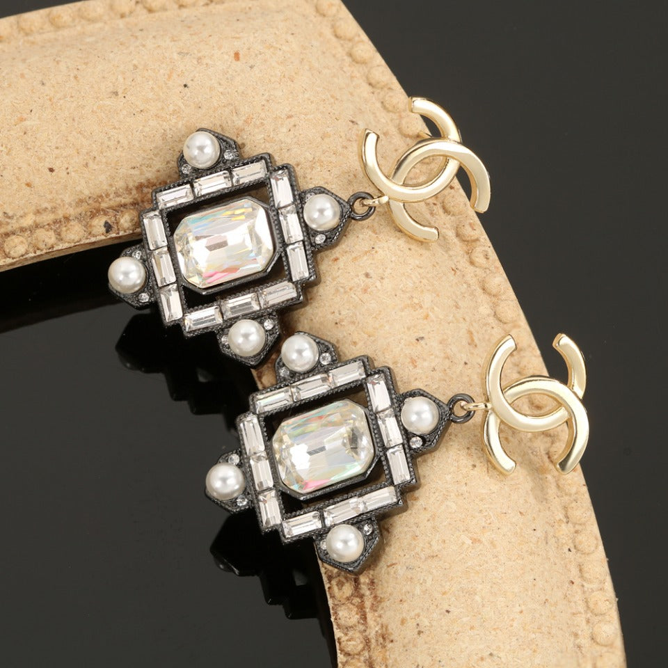 18K  Chanel Crystal Earrings