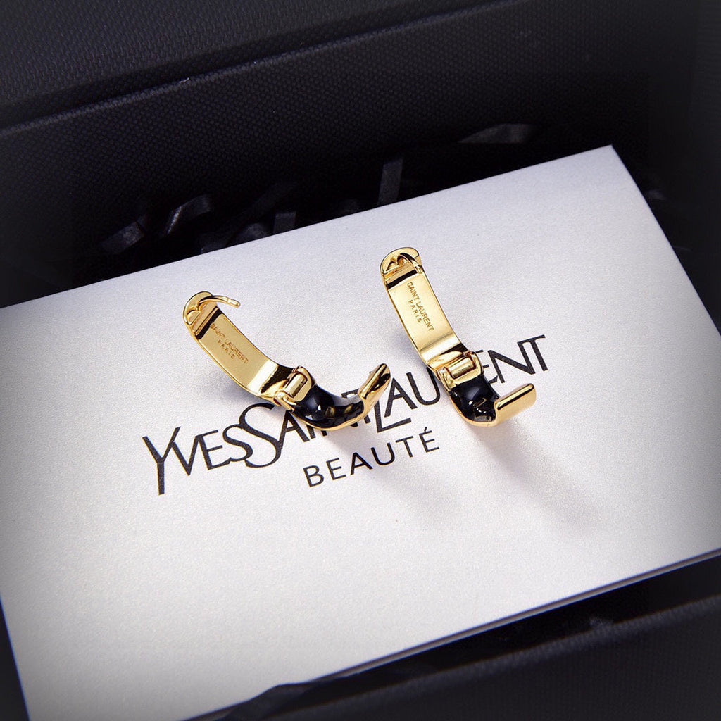 18K YSL Black Earrings
