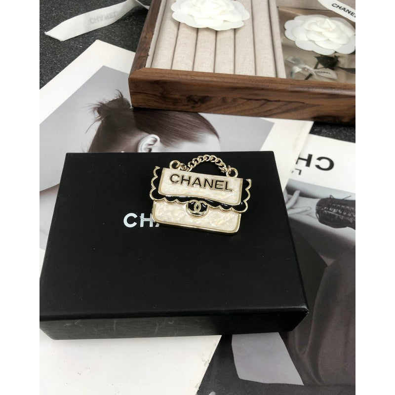 18K  Chanel White Bag Brooch