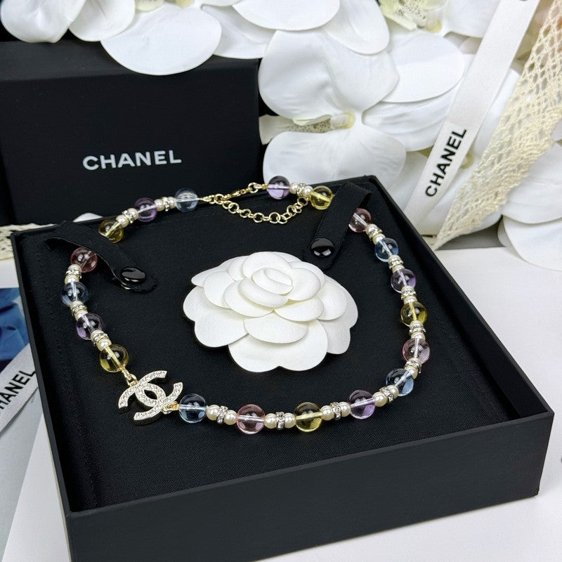 18K  Chanel 26C Color Crystal Necklace