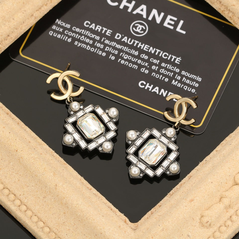 18K  Chanel Crystal Earrings
