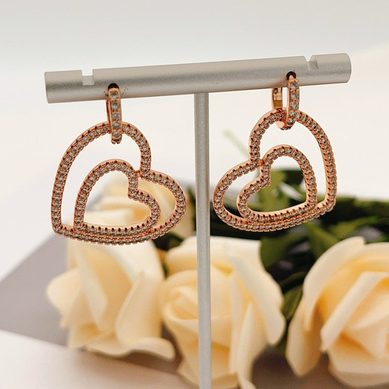 18K Tiffany Heart Diamond Earrings