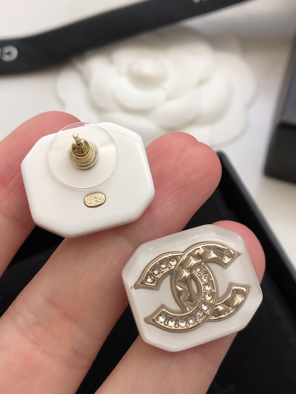 18K  Chanel Resin Earrings