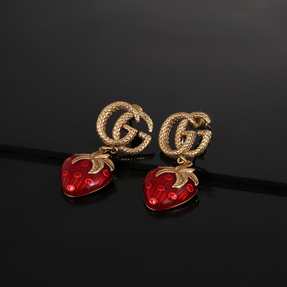 18K Double Gucci Strawberry Earrings