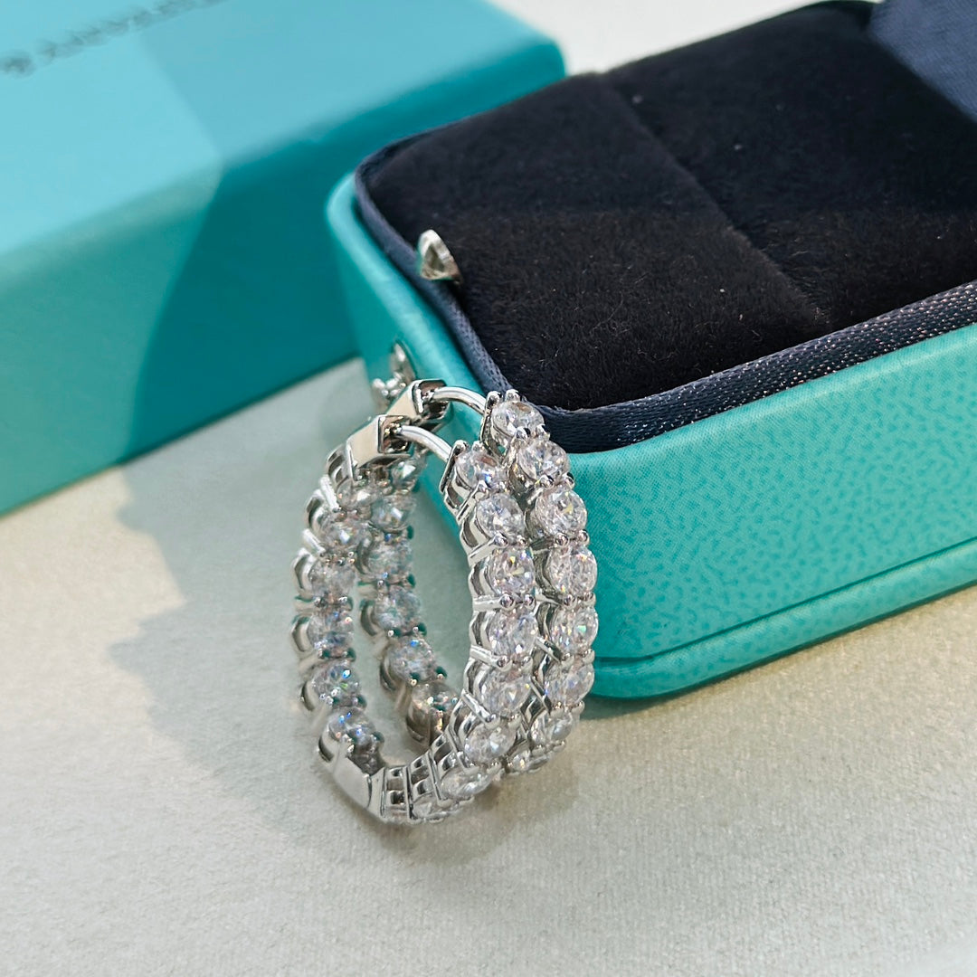 18K Tiffany Hoop Diamonds Earrings