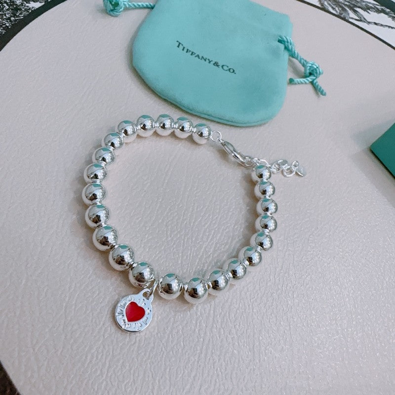 18K Return to Tiffany Red Heart Bead Bracelet
