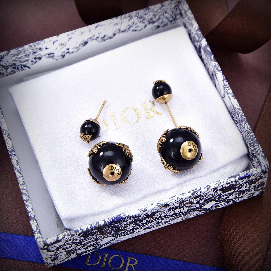 18K Dior Tribales Black Earrings