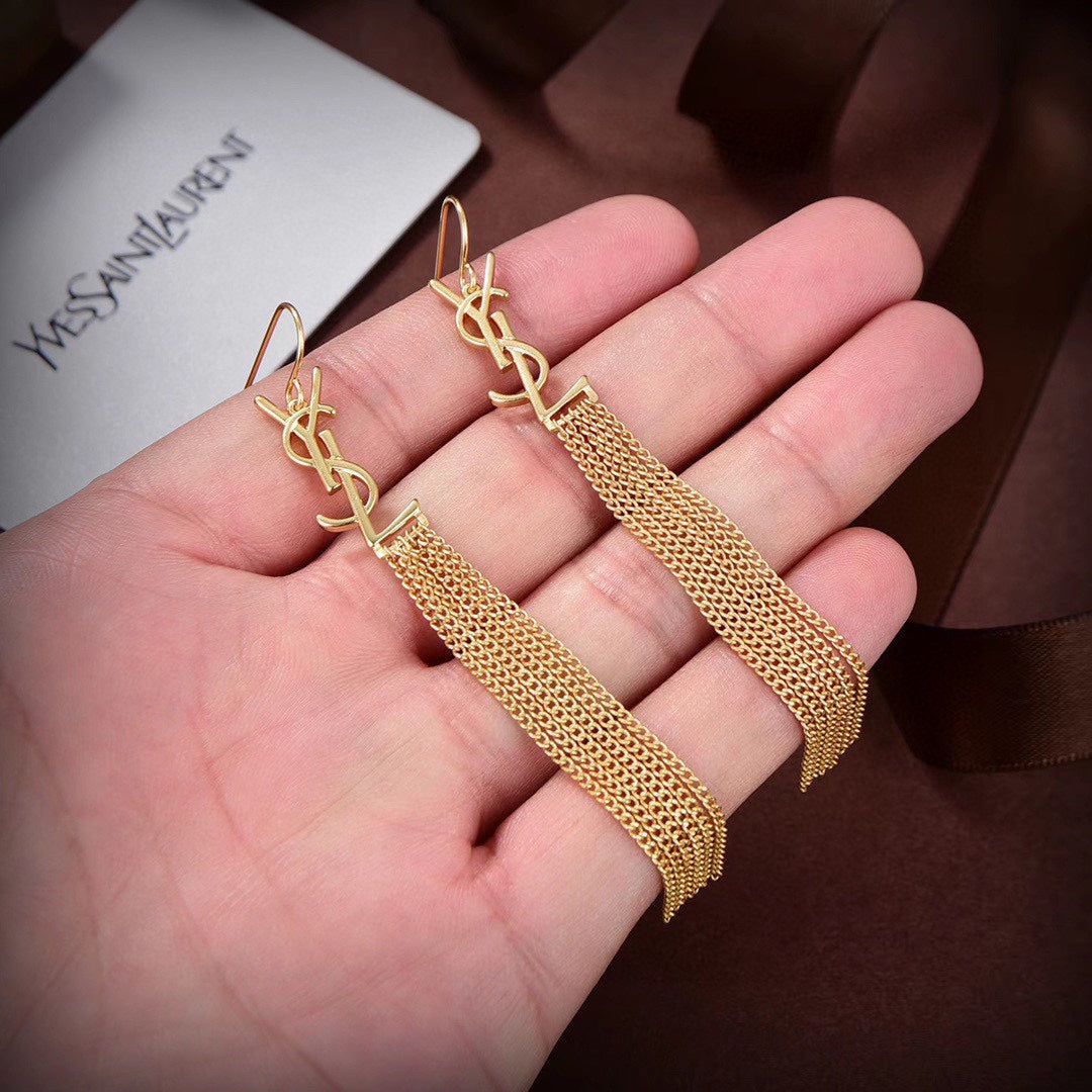 18K YSL Monogram Tassels Earrings
