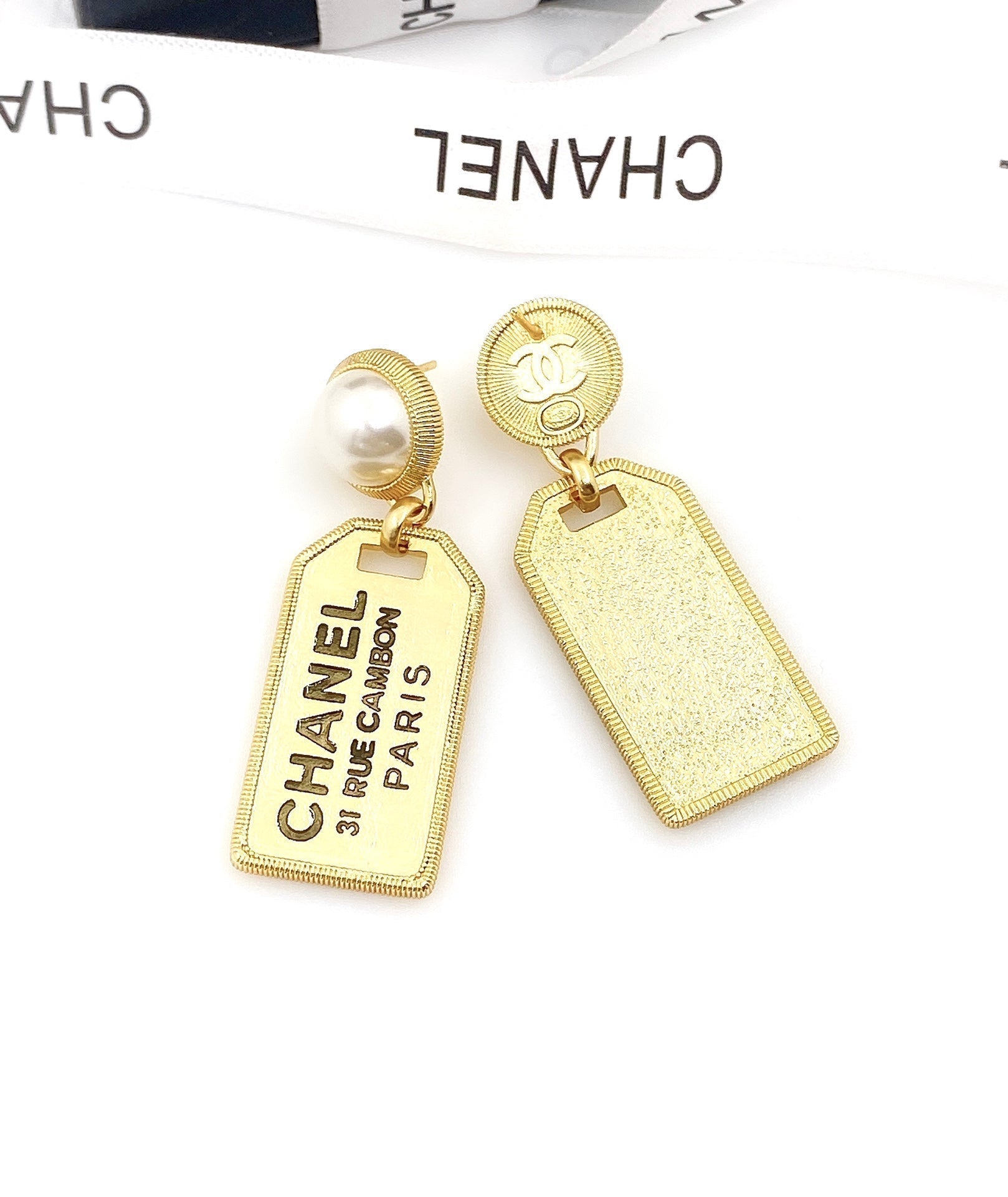 18K  Chanel Paris Pearl Earrings