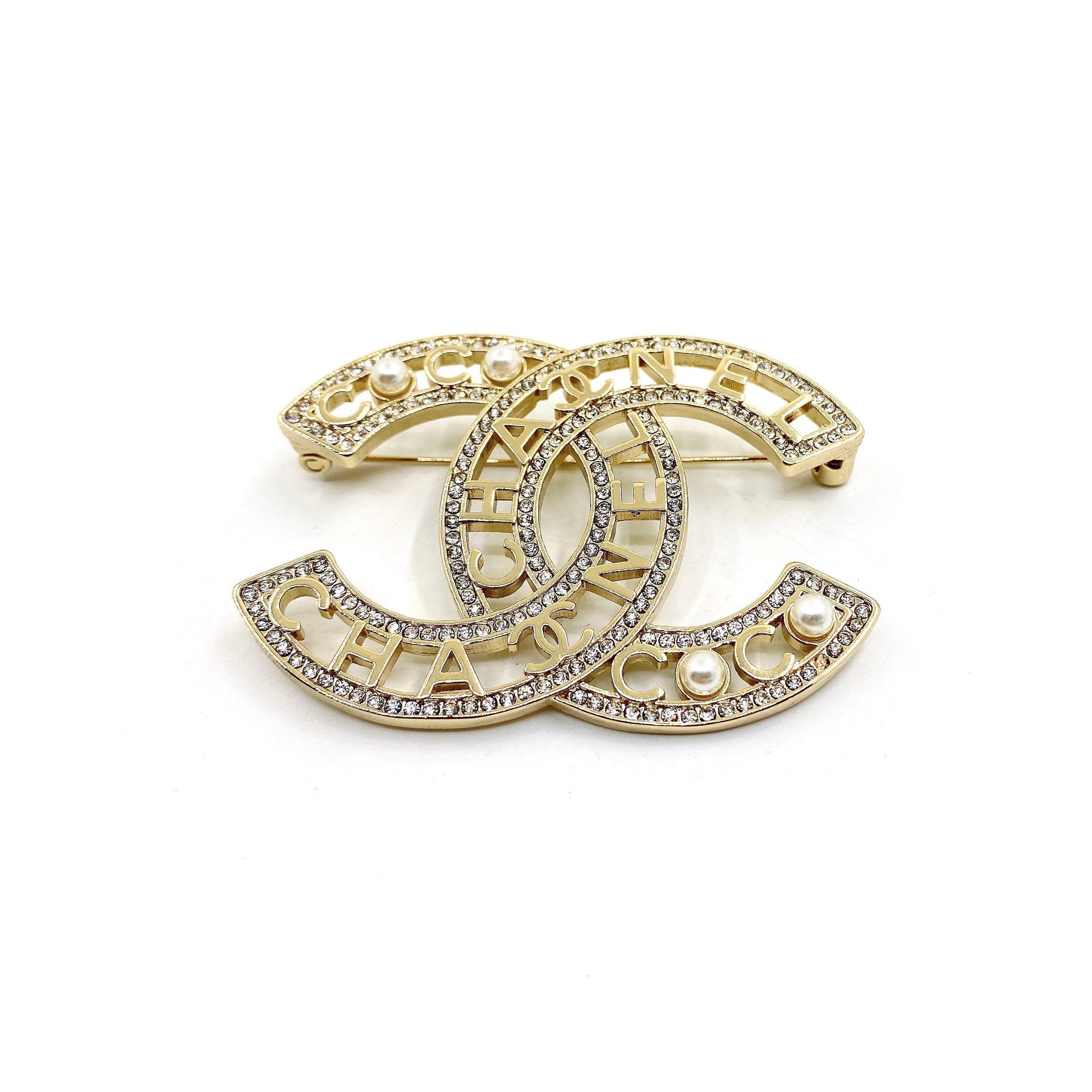 18K  Chanel Script Diamonds Brooch