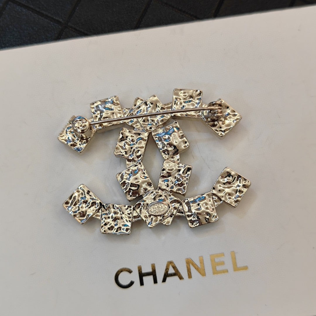 18K  Chanel Black Crystals Brooch