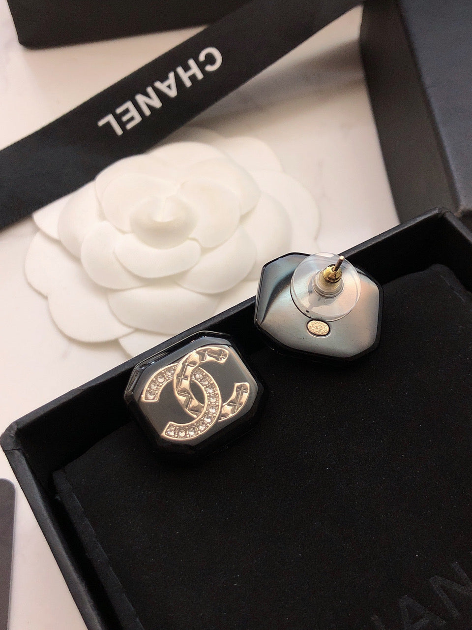 18K  Chanel Resin Earrings