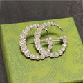 18K Double Gucci Crystal Brooch