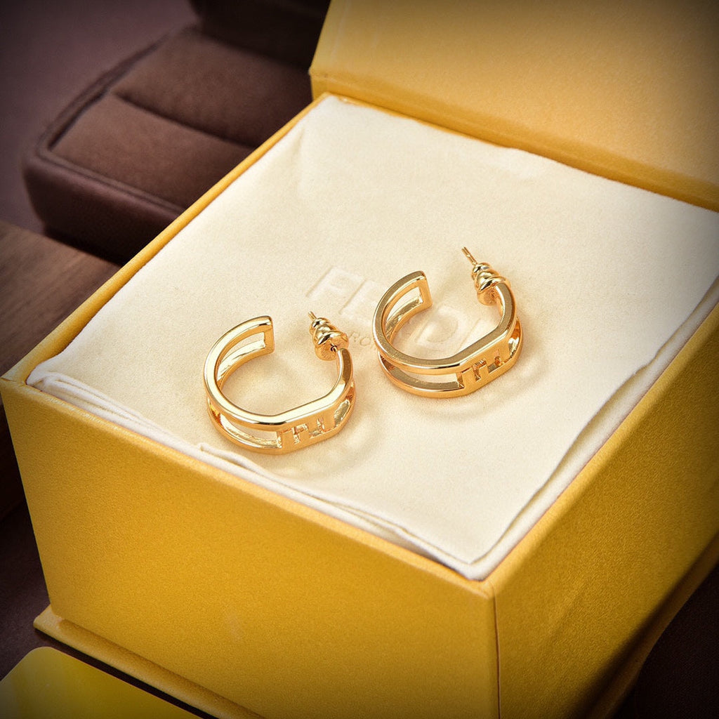 18K Fendi Forever Oval Earrings