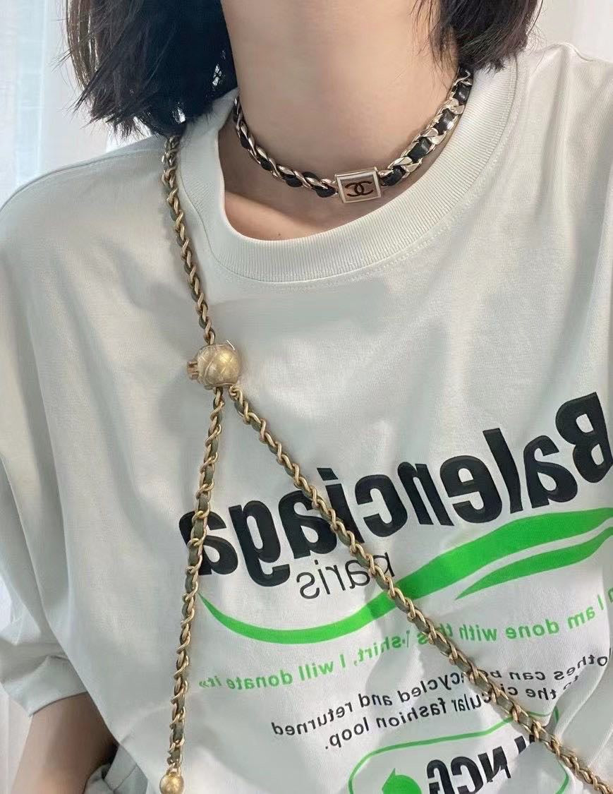 18K  Chanel Leather Necklace