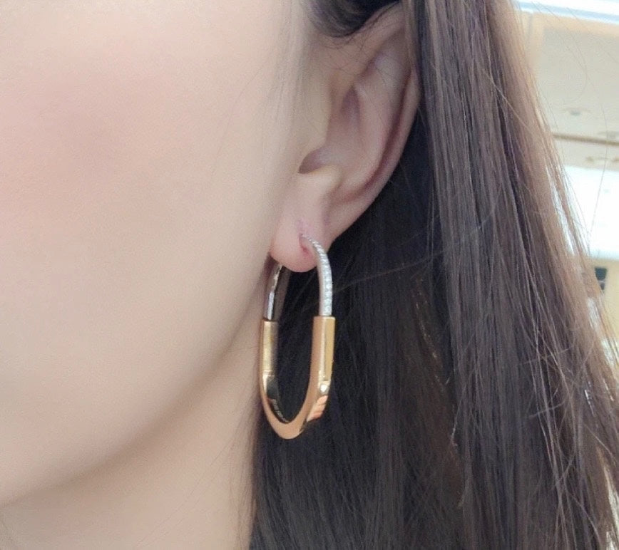 18K Tiffany Lock Diamond Earrings