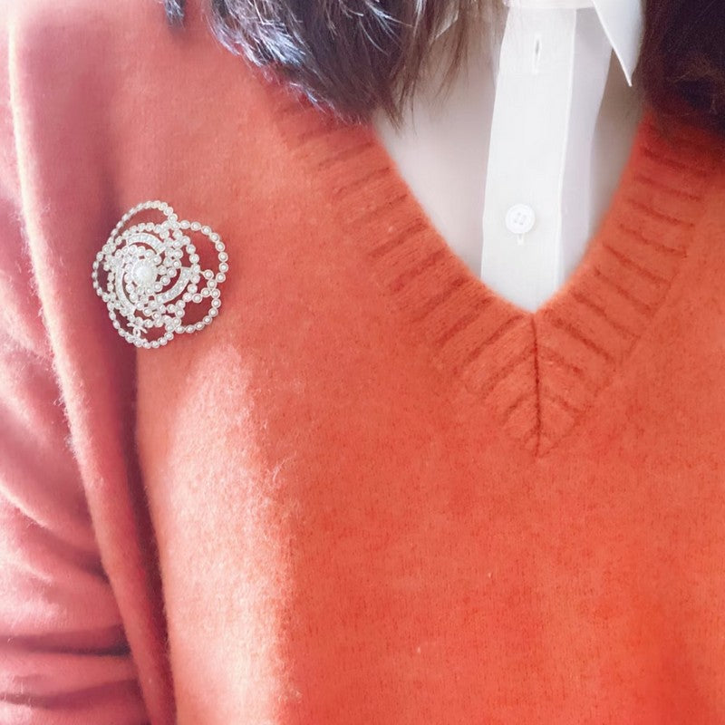 18K  Chanel Camellia Pearl Brooch