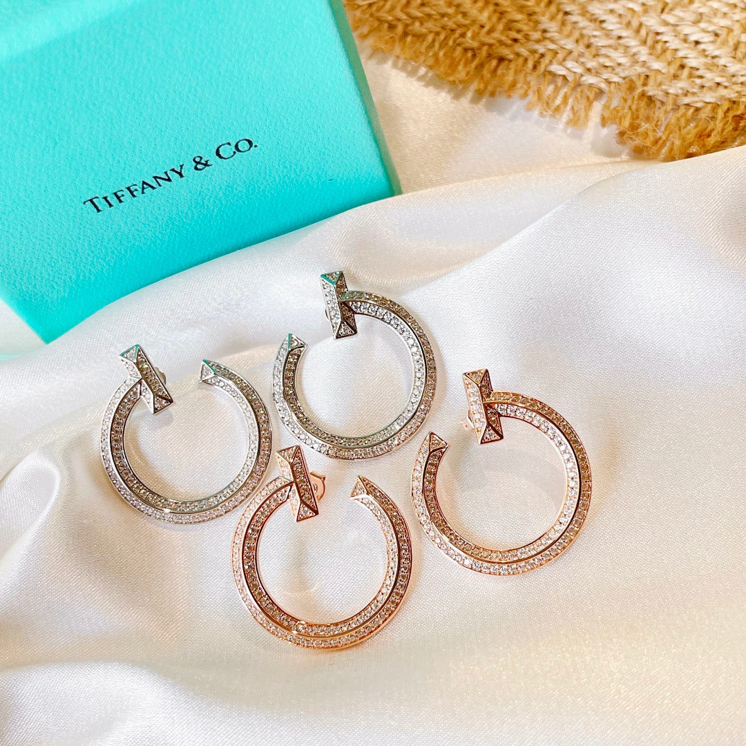 18K Tiffany T1 Open Hoop Rose Gold Earrings