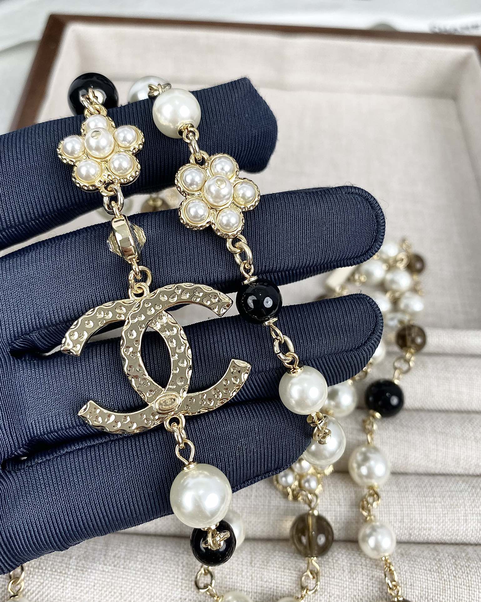 18K  Chanel 24B Long Pearls Necklace
