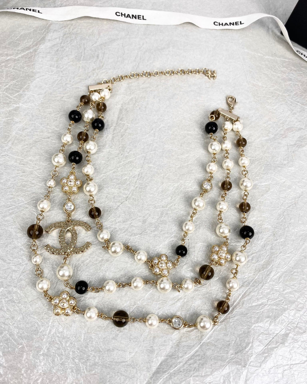 18K  Chanel 24B Long Pearls Necklace